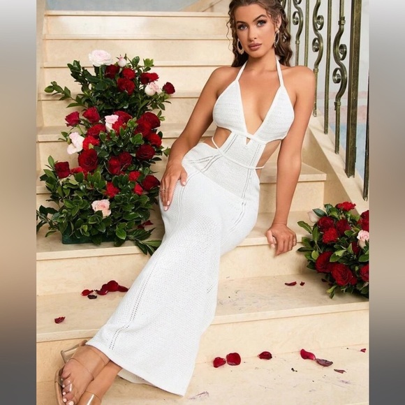 Maxi Crochet  Cut Out Halter Dress - Picture 4 of 9